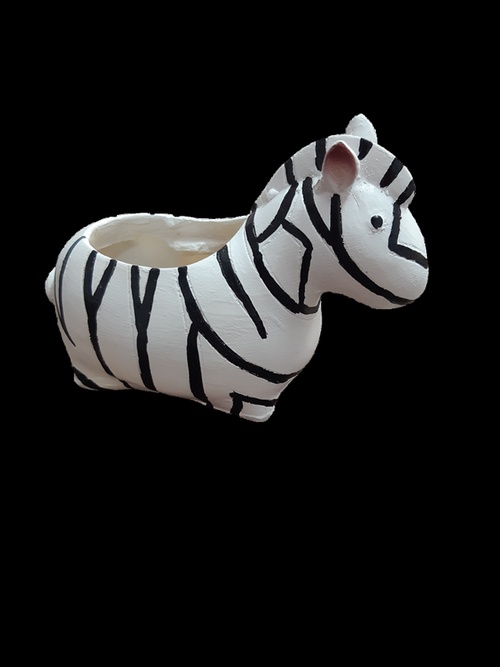 Black & White Polyresin Zebra Planter, 4-inch Table Display