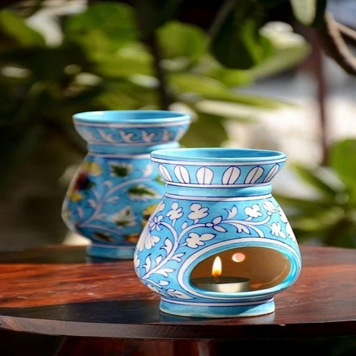 Ceramic Blue Pottery Oil Burner (Medium)