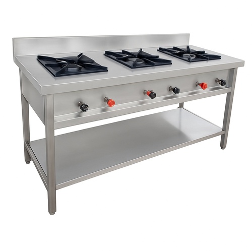 Commercial 3-Burner Stainless Steel Range