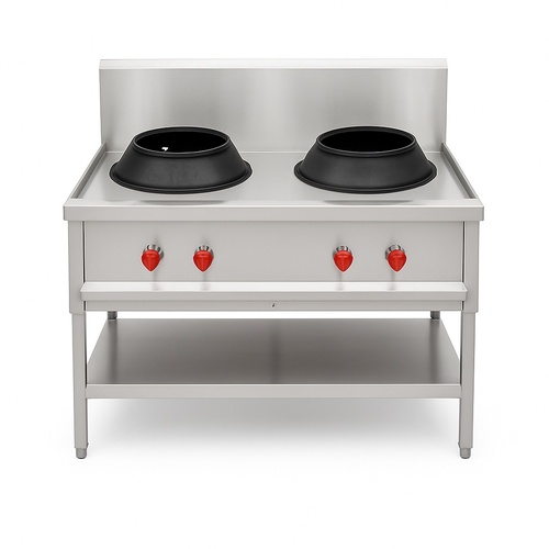 Commercial Silver Double Burner