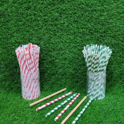 Green Disposable Bamboo Straws, 8mm Dia