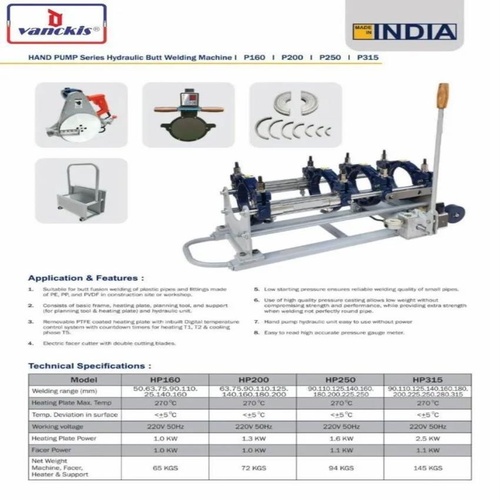 HDPE Pipe Welding Machine Hand Pump Hydraulic 90-250mm