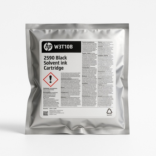HP 2590 W3t10b Black Solvent Ink Machine Cartridge