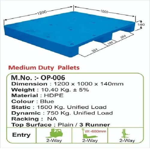 Industrial Square Plastic Pallet 2500kg Capacity