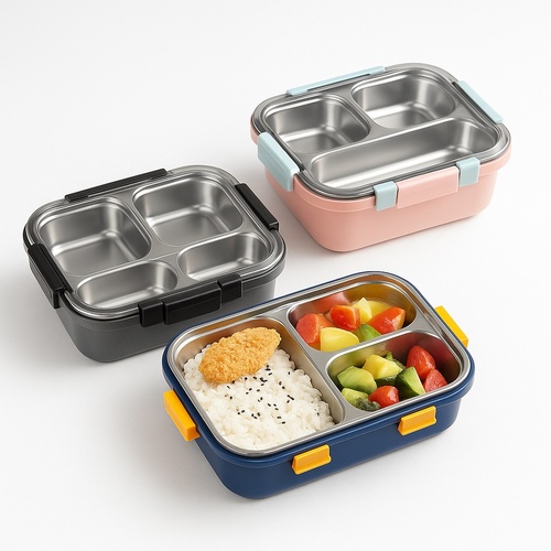 Leak Proof 3 Compartment Food Box, 750ML