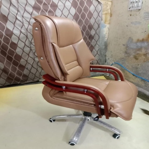 Leather High Back Office Chair, Fixed Arm