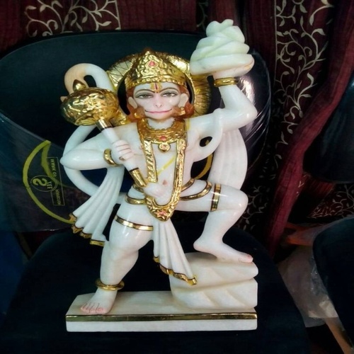 Multicolor White Marble Hanuman Statue