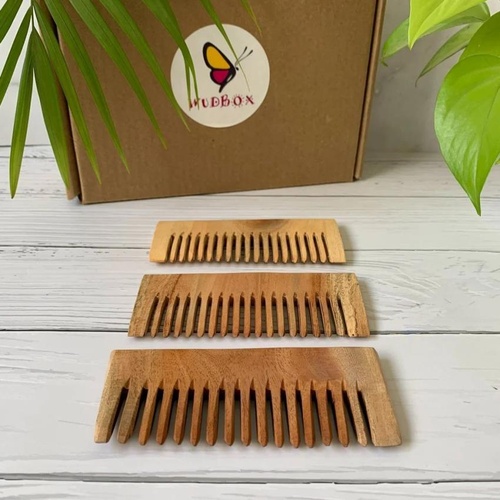 Neem Wood Wide-Tooth Comb, 5 inch