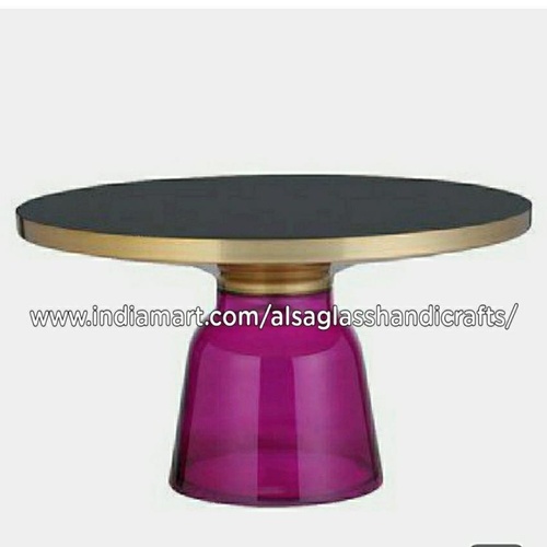 Pink Raound Cast glass coffee table, Size: 38 Cm