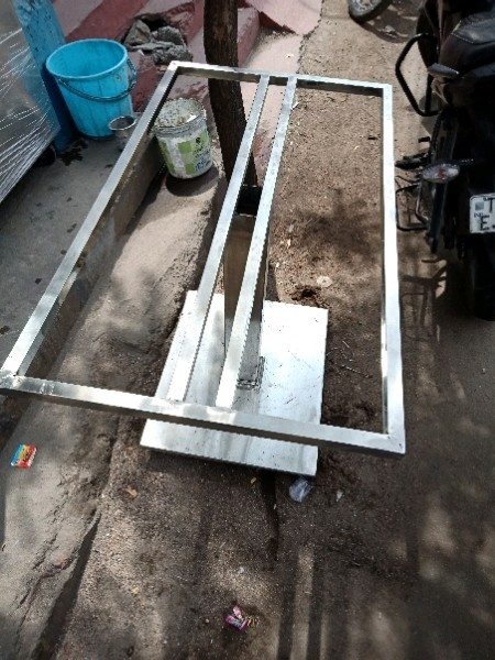 Polished Steel Restaurant Dining Table, Silver