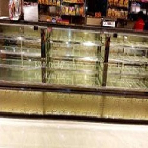 Rectangular SS Glass Display Counter with LED Lighting