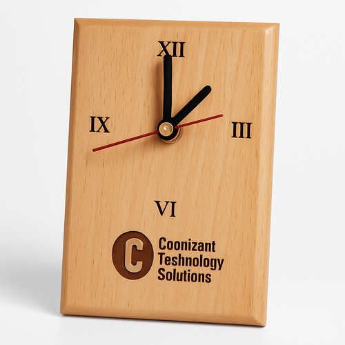 Rectangular Wood Engraved Clock