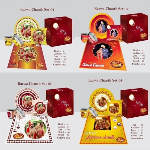 Stainless Steel Karwa Chauth Thali, Sublimation Round
