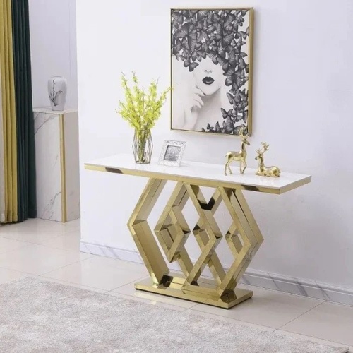 Stainless Steel Square Gold Console Table