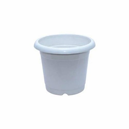 White Plastic Round Planter, 5 Inch, Home