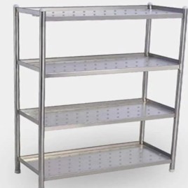 Square 4-Shelf SS Kitchen Rack