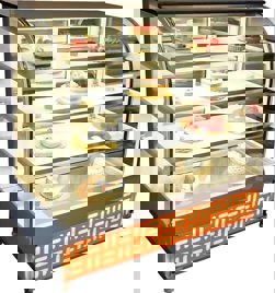 SS Glass Refrigerated Food Display Counter for Bakeries