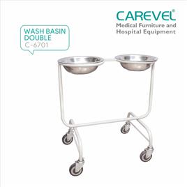 SS Carevel Double Wash Basin, Hospital Use, 350mm Dia x 850mm H