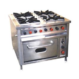 SS Four Burner Gas Cooking Range with Oven