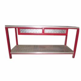 Industrial Stainless Steel & Wood Engine Table