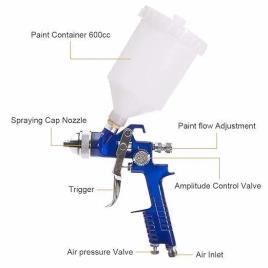Stainless Steel Auto Spray Gun, 600ml, 1.4mm