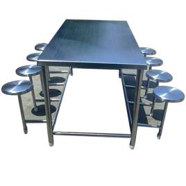 Stainless Steel Canteen Dining Table Set, 8 Seater