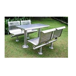 Stainless Steel Garden Table and Bench Set