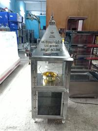 Silver Peacock Kovil Vilaku Stainless Steel