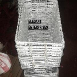 Polished Stainless Steel Railway Basket, Rectangular