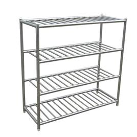 Stainless Steel Rectangular Kitchen Rack, 4 Shelves, Standard Size