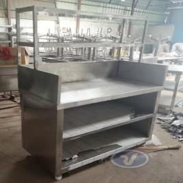 Stainless Steel RV Restaurant Table with Shelf, 4x3x2 Ft