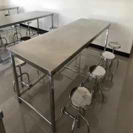 Stainless Steel Canteen Table with Foldable Stools