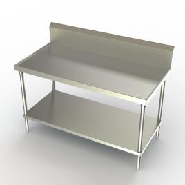 Stainless Steel L-Shape Kitchen Table with Under Shelves