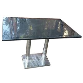 Rectangular Stainless Steel Table with Granite Top