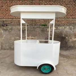 Stainless Steel White Ice Cream Cart