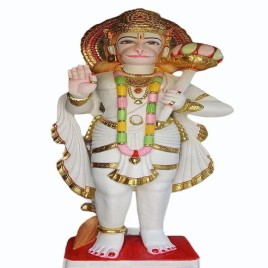 Standing Multicolor Hanuman Marble Statue