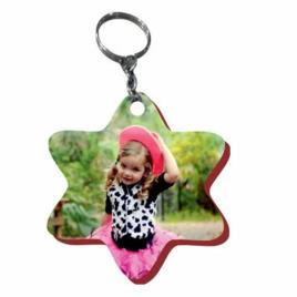 Star Glossy Wood Sublimation Keyrings