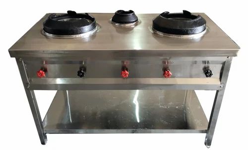 Three Burner Chinese Cooking Range - Commercial LPG