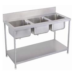 Three-Sink Stainless Steel Unit