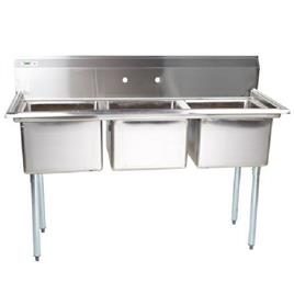 Polished Stainless Steel Triple Sink