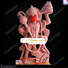Traditional Red Hanuman Marble Statue