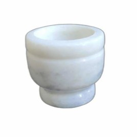 Traditional Round White Marble Mortar, 2x1.5x3 Inch