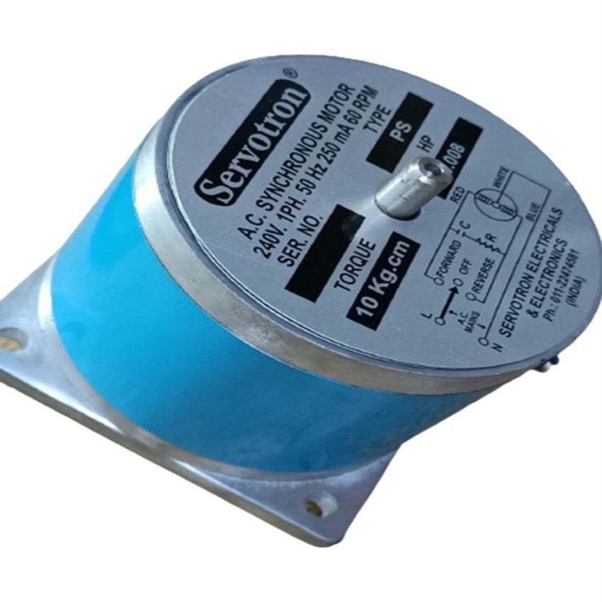 0.8 HP 240V Single Phase AC Synchronous Motor, 60 RPM