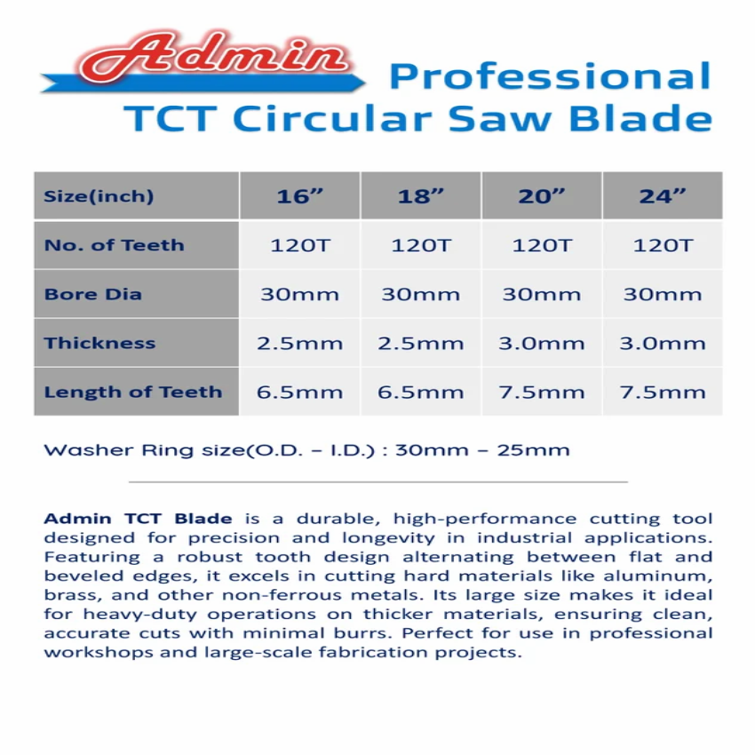 16""X120T Triple Chip Grind Aluminium Blade