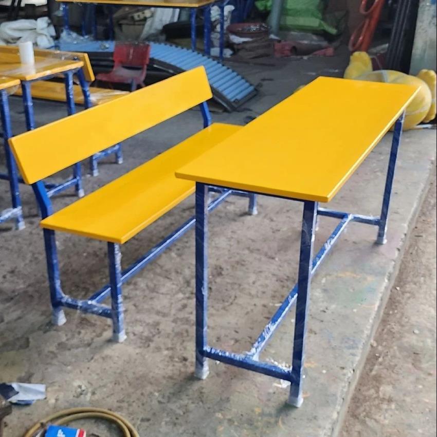 School Benches, 2 Seater Wooden With Desk