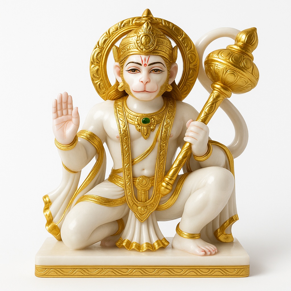 2.5 Feet White Marble Hanuman Idol, Temple