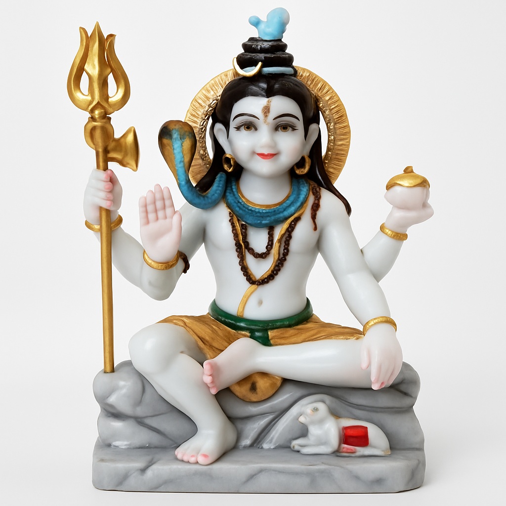2.5 ft White Marble Shiva Statue