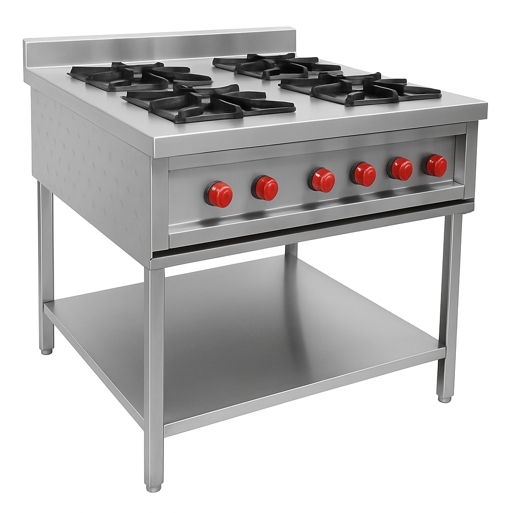 4 Burner Stainless Steel Commercial Gas Stove