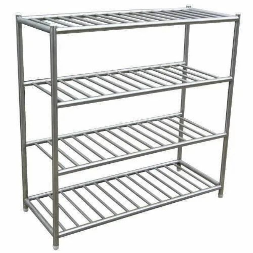 4-Shelf Silver Stainless Steel Pot Rack