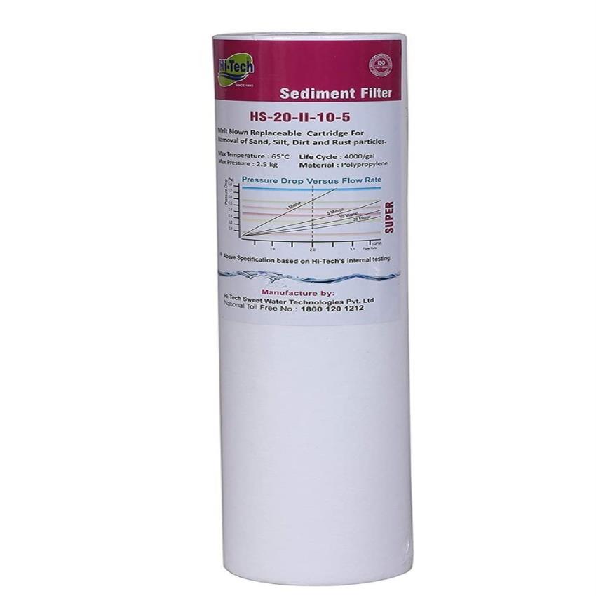 5 Micron PP Spun Filter Cartridge 10" L, 2" Dia